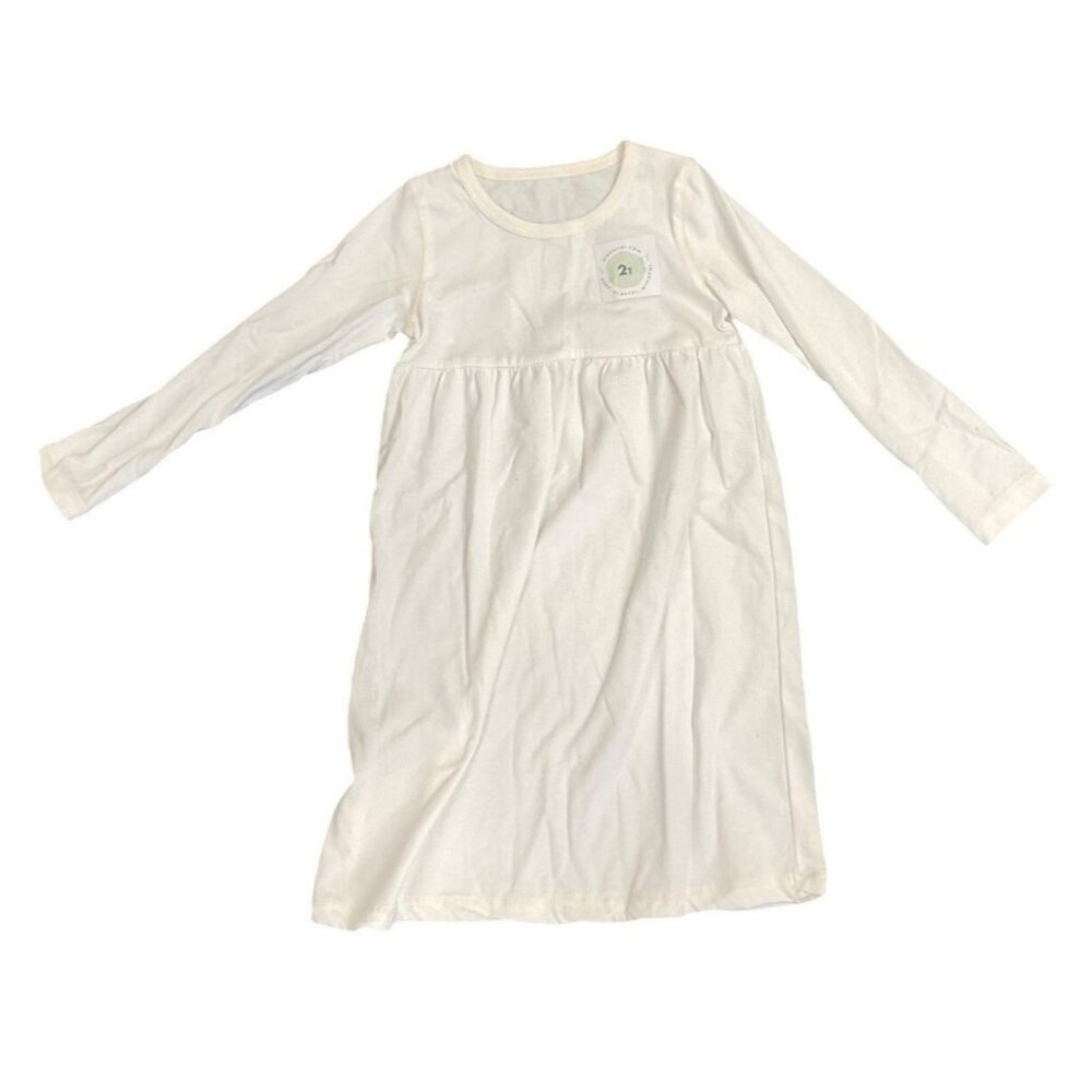 Girls Long Sleeve White Nightgown By Kidential Soft &‎ Comfortable Size 2T